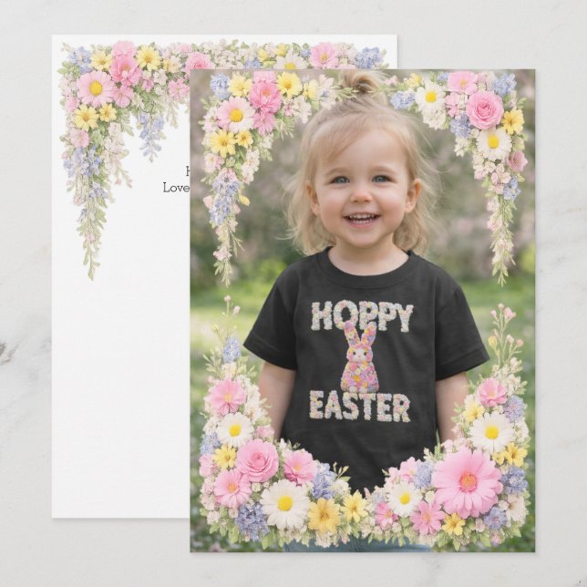 Invitation Spring Flower Happy Easter Personalized Photo (Devant / Derrière)