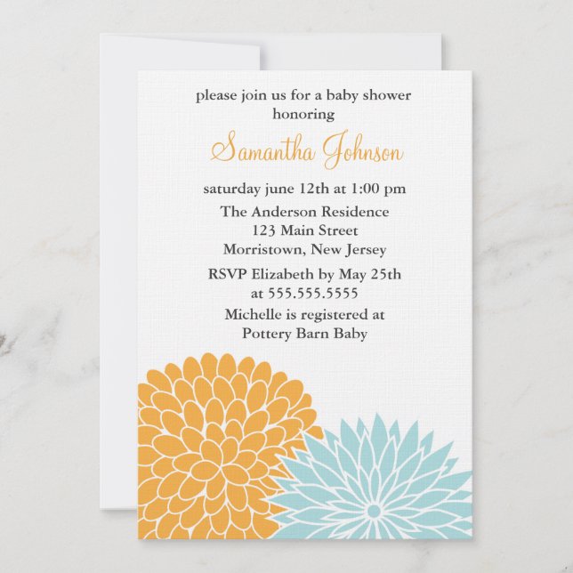 Invitation Spring Flowers Baby Shower (Devant)