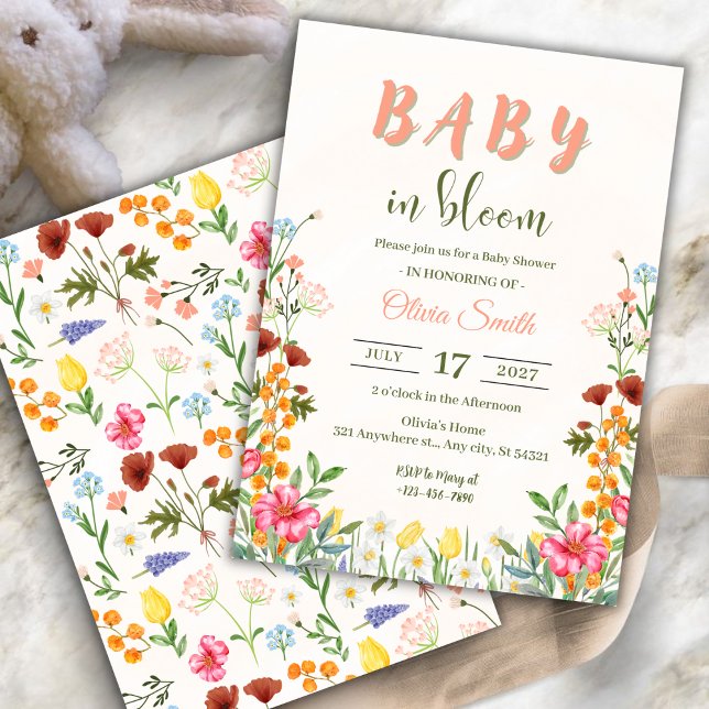Invitation Spring Garden Baby in Bloom Floral Baby Shower (Créateur téléchargé)
