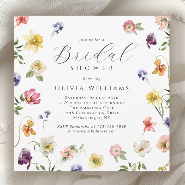 Invitation Spring Garden Blooms Floral Bridal Shower  (Available in both printed and instant download digital formats.)