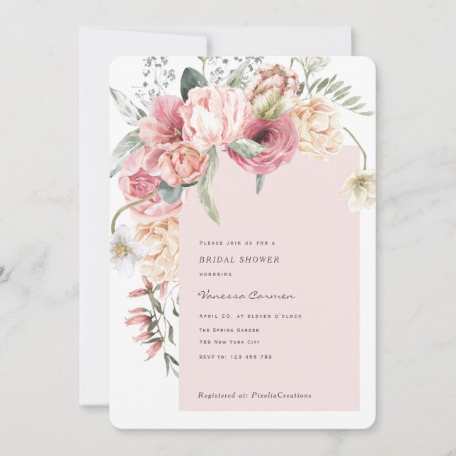 Invitation Spring Garden Elegant Aquarelle romantique chic (Devant)