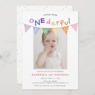 Invitation Spring Little Miss Onederful Photo 1er anniversair