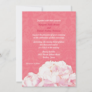 Invitation Spring Peony Blooms Coral Rose Mariage