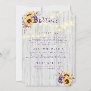 Invitation Spring Sunflower Purple Peony Détails du Mariage