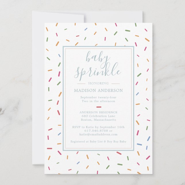 Invitation Sprinkles colorés Baby Sprinkle Baby shower (Devant)
