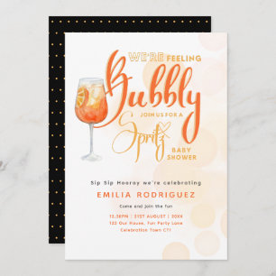 Invitation Spritz Baby shower garçon ou fille Black Orange