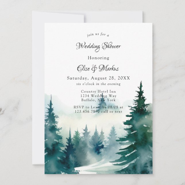 Invitation Spruce d'hiver Mariage de paysage sapin de Noël (Devant)