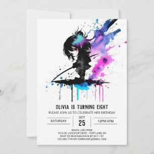 Invitation Spy Pastel Ninja Digital Girl Birthday