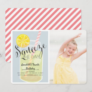 Invitation Squeeze Day Lemonade Jar Anniversaire Photo