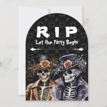 Squelette aquarelle orange et violet macabre