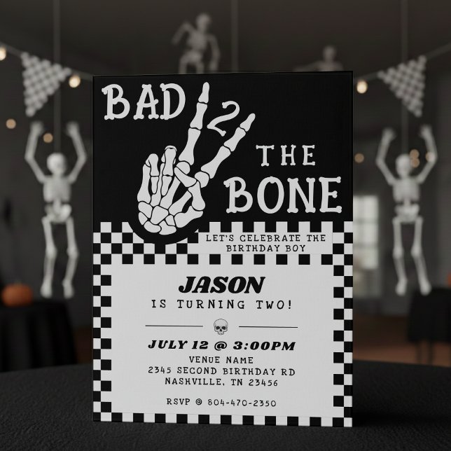 Invitation Squelette Bad 2 the Bone pour une fête d'anniversa (Créateur téléchargé)