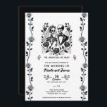 Invitation Squelette blanc noir Rose Floral Mariage de la vig<br><div class="desc">Customisez comme vous voulez.</div>