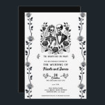 Invitation Squelette blanc noir Rose Floral Mariage de la vig<br><div class="desc">Customisez comme vous voulez.</div>