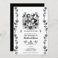 Squelette blanc noir Rose Floral Mariage de la vig