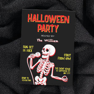 Invitation Squelette crâne fête d'Halloween