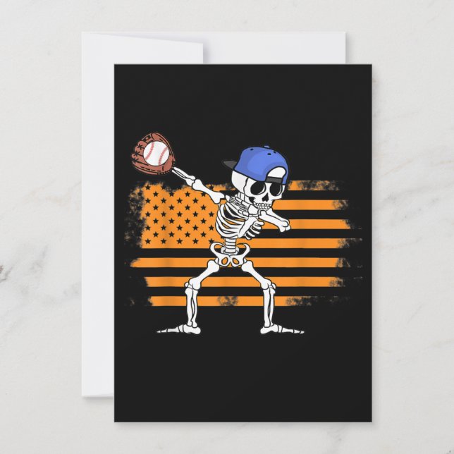 Invitation Squelette Dabbing Baseball Drôle Halloween (Devant)