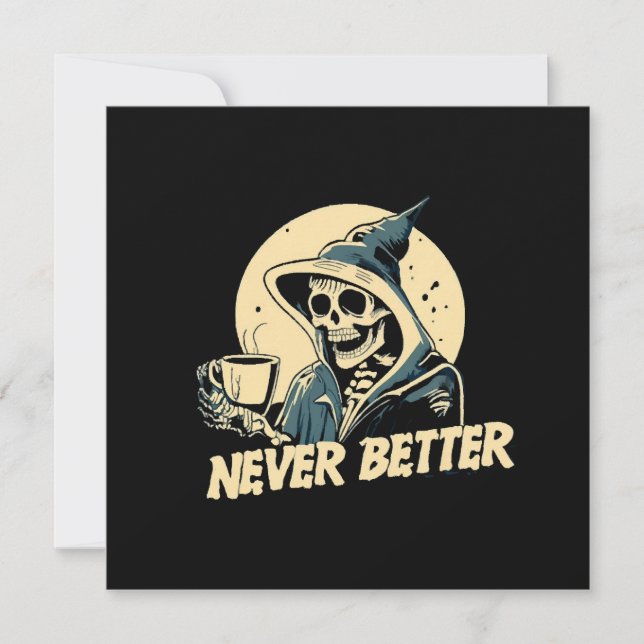 Invitation Squelette de café Halloween (Devant)