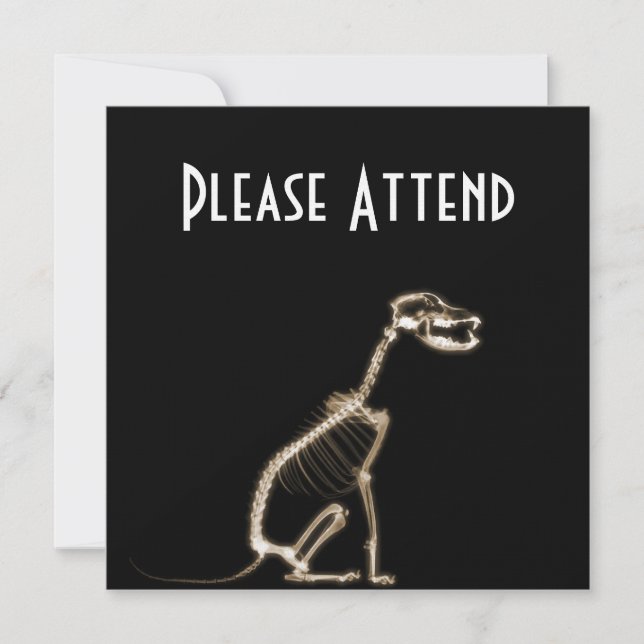 INVITATION SQUELETTE DE CHIEN À POIVRE X-RAY - SEPIA (Devant)