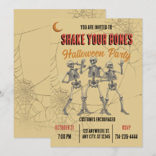Invitation Squelette de danse vintage Halloween