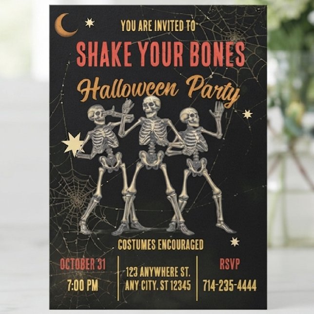 Invitation Squelette de danse vintage Halloween (Créateur téléchargé)