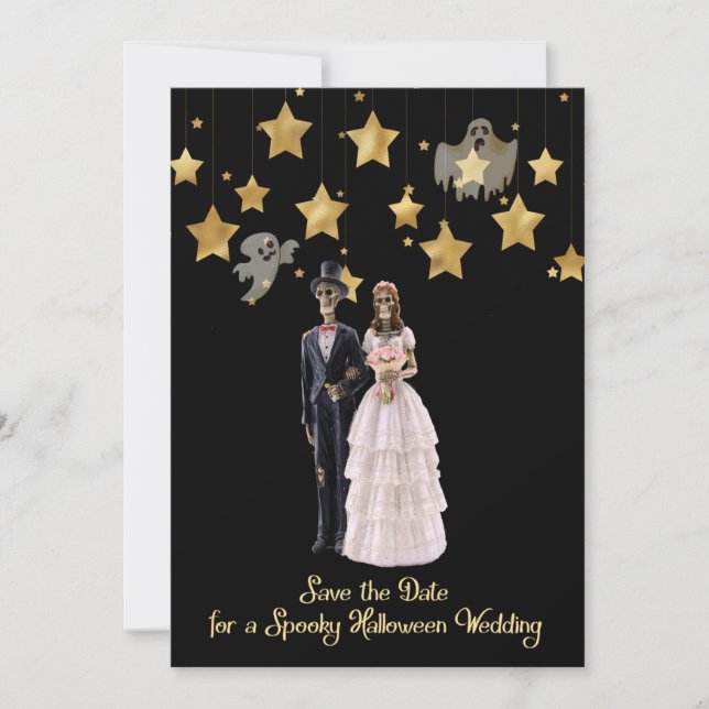 Invitation Squelette de mariage d'Halloween Enregistrer la da (Devant)
