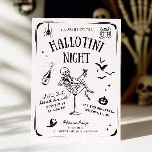 Invitation Squelette de Martini de Halloween écriture fantais