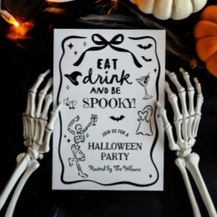 Invitation Squelette Dessiné à la Main Spooky Halloween