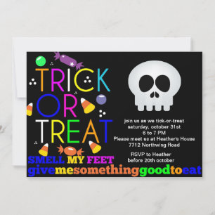 Invitation Squelette d'invitation de fête d'Halloween et bonb