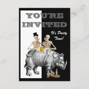 Invitation Squelette et rhino amusants