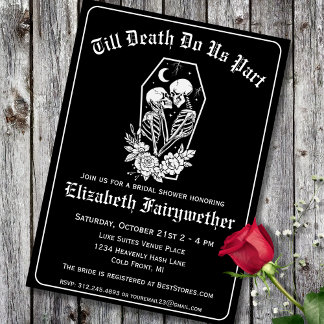 Invitation Squelette floral Jusqu'à la mort Faisons-nous part