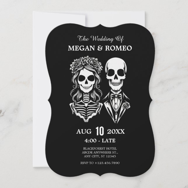 Invitation Squelette gothique couple mariage (Devant)