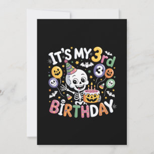Invitation Squelette Halloween 3e anniversaire Octobre Tout-P