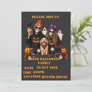 Invitation Squelette Halloween Personnalisé Restez Effrayant 