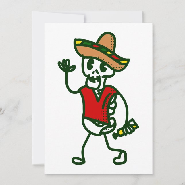 Invitation squelette joyeux cinco de mayo mignon mexicain (Devant)