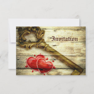 Invitation squelette rustique clé victorien steampunk mariage