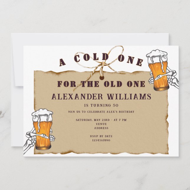 Invitation Squelette Une Bière Froid Pour L'anniversaire De L (Devant)
