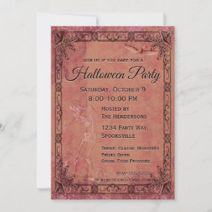 Invitation Squelette vintage et Halloween de chauve-souris
