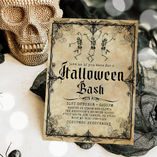 Invitation Squelette vintage Halloween pour adultes