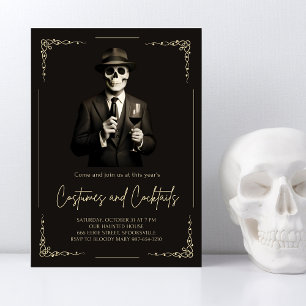Invitation Squelette vintage Halloween pour adultes