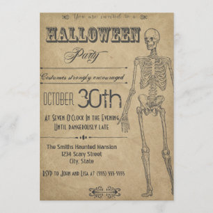 Invitation squelette vintage pour Halloween