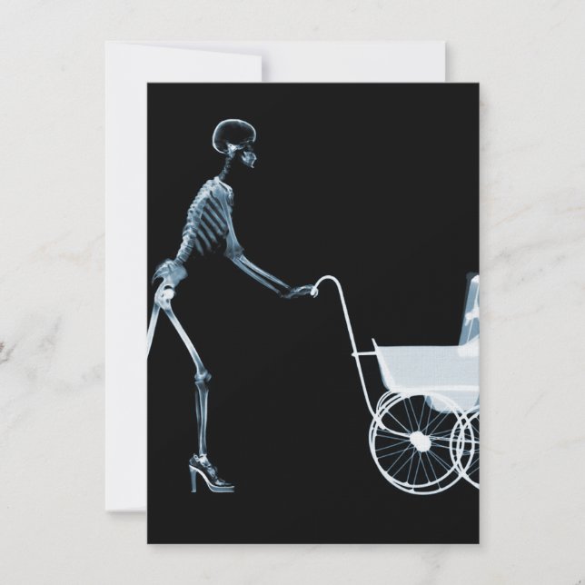 INVITATION SQUELETTE X RAY FEMME ET BÉBÉ - BLEU (Devant)