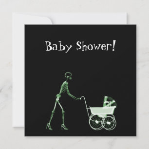 INVITATION SQUELETTE X-RAY FEMME ET BÉBÉ - VERT
