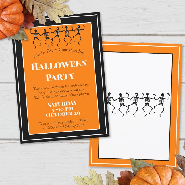 Invitation Squelettes dansants de soirée Halloween personnali (Créateur téléchargé)