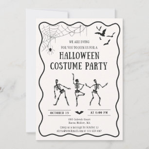 Invitation squelettes de danse, Costume d'Halloween lunaire