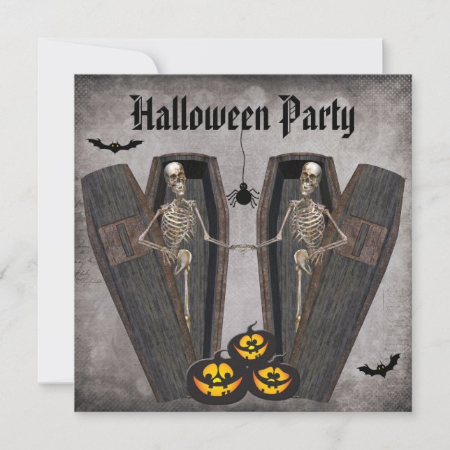Invitation Squelettes heureux en partie de Halloween de (Devant)