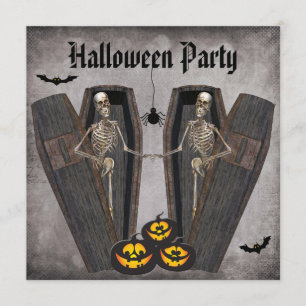 Invitation Squelettes heureux en partie de Halloween de