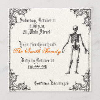 Invitation squelettique vintage de Halloween
