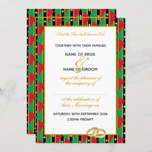 Invitation ST KITTS NEVIS Christian Gold Script Mariage