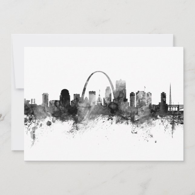 Invitation St Louis Missouri Skyline noir blanc (Devant)