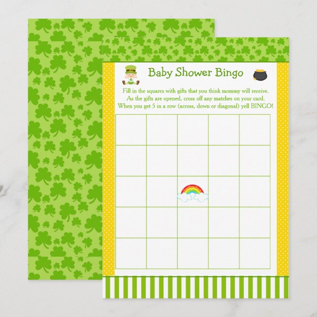 Invitation St patrick Baby shower de fête (Devant / Derrière)
